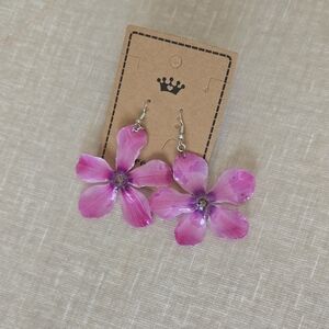 Pink Cyclamen Flower Earrings Handcrafted